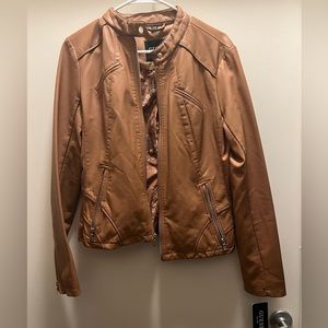 NORDSTROM GUESS brown fitted leather jacket